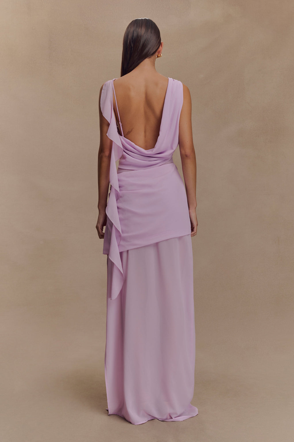 Daria Draped Chiffon Maxi Dress in Light Lilac – Chic&Drifts