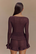 Eleanor Knit Frill Cardigan in Chocolate – Chic&Drifts