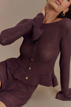 Eleanor Knit Frill Cardigan in Chocolate – Chic&Drifts