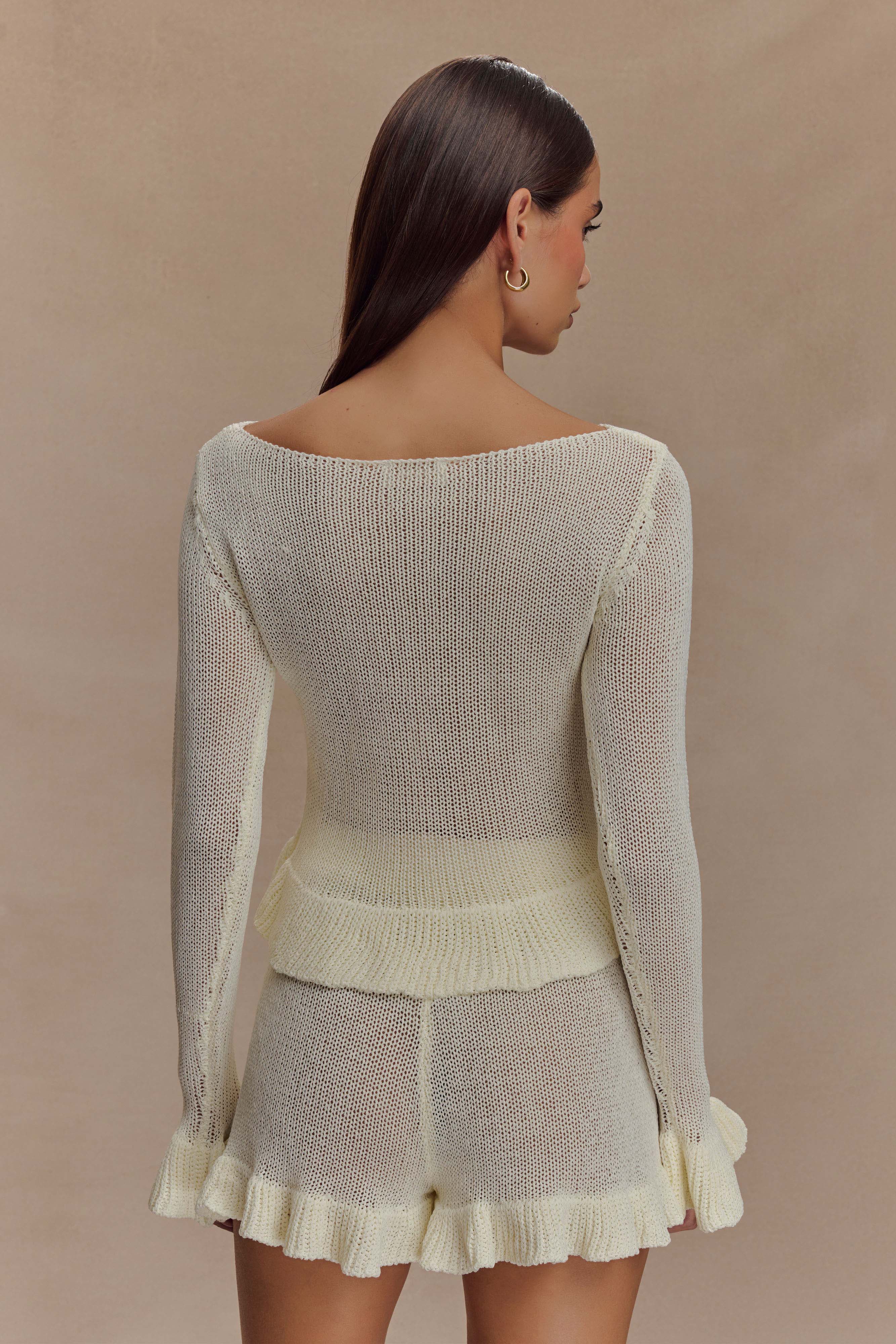 Eleanor Knit Frill Cardigan in White – Chic&Drifts