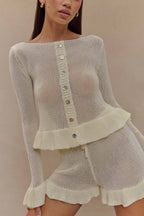 Eleanor Knit Frill Cardigan in White – Chic&Drifts
