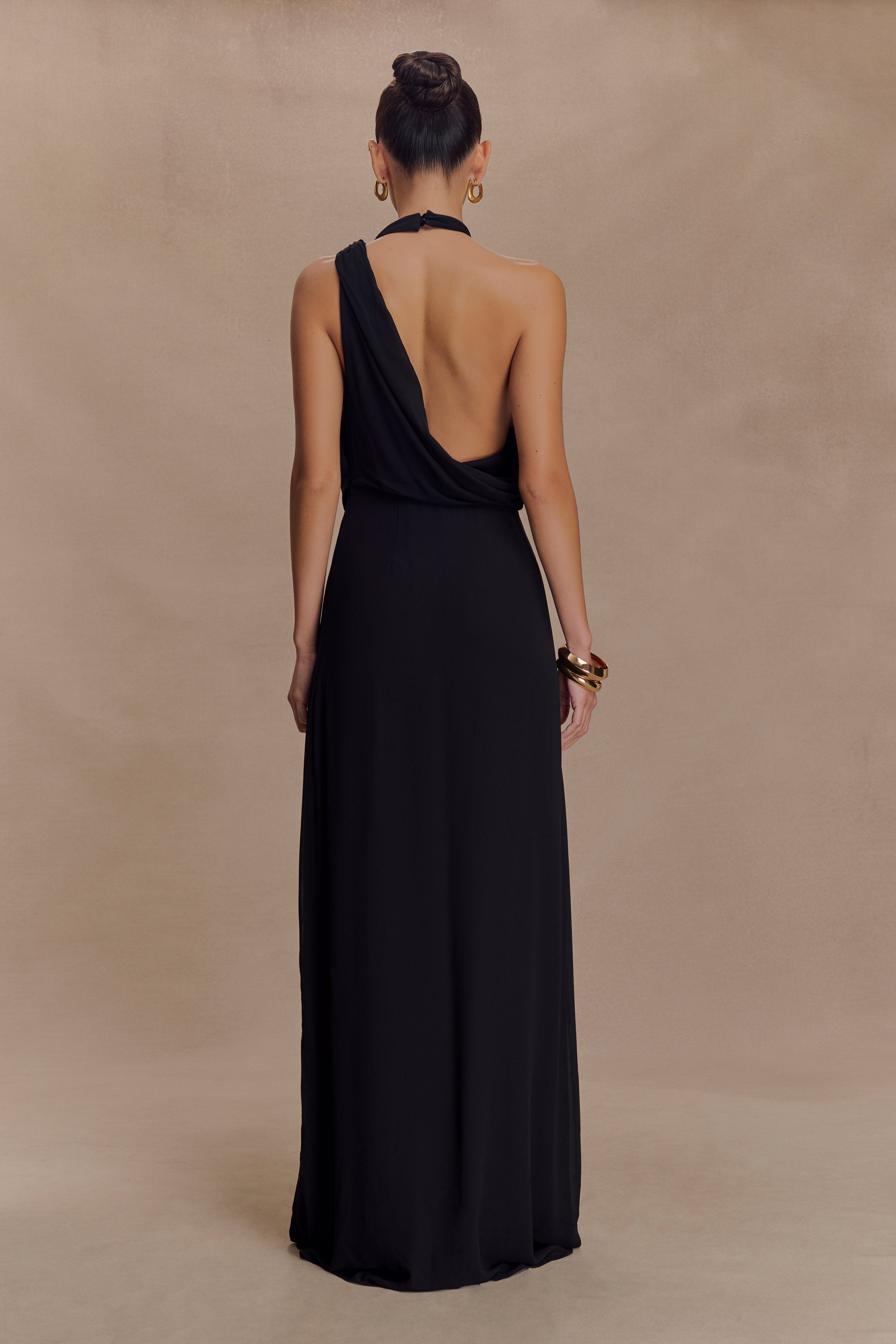 Galia Cowl Neck Maxi Dress in Black – Chic&Drifts