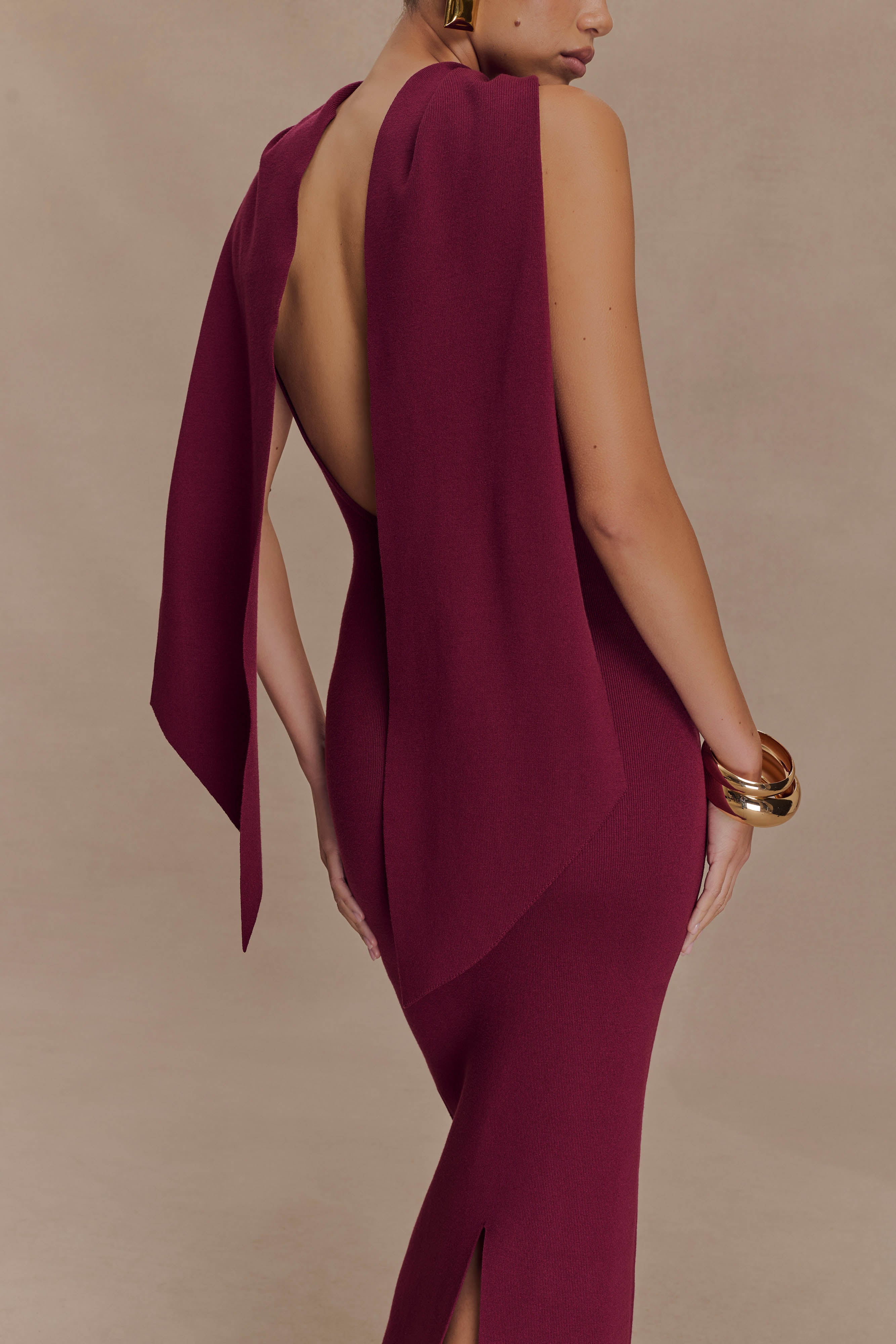 Darby Knit Scarf Maxi Dress in Merlot – Chic&Drifts