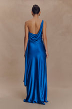 Carah Satin And Chiffon Maxi Dress in Cobalt – Chic&Drifts
