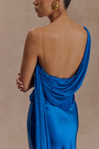 Carah Satin And Chiffon Maxi Dress in Cobalt – Chic&Drifts