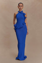 Caprice Halter Knit Maxi Dress in Cobalt – Chic&Drifts