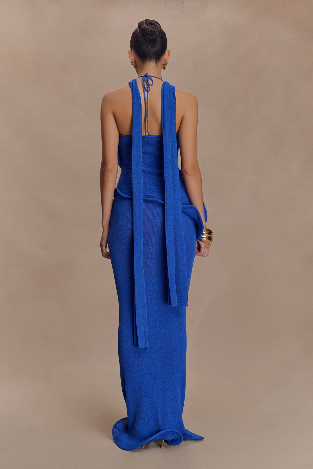 Caprice Halter Knit Maxi Dress in Cobalt – Chic&Drifts