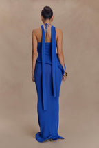 Caprice Halter Knit Maxi Dress in Cobalt – Chic&Drifts