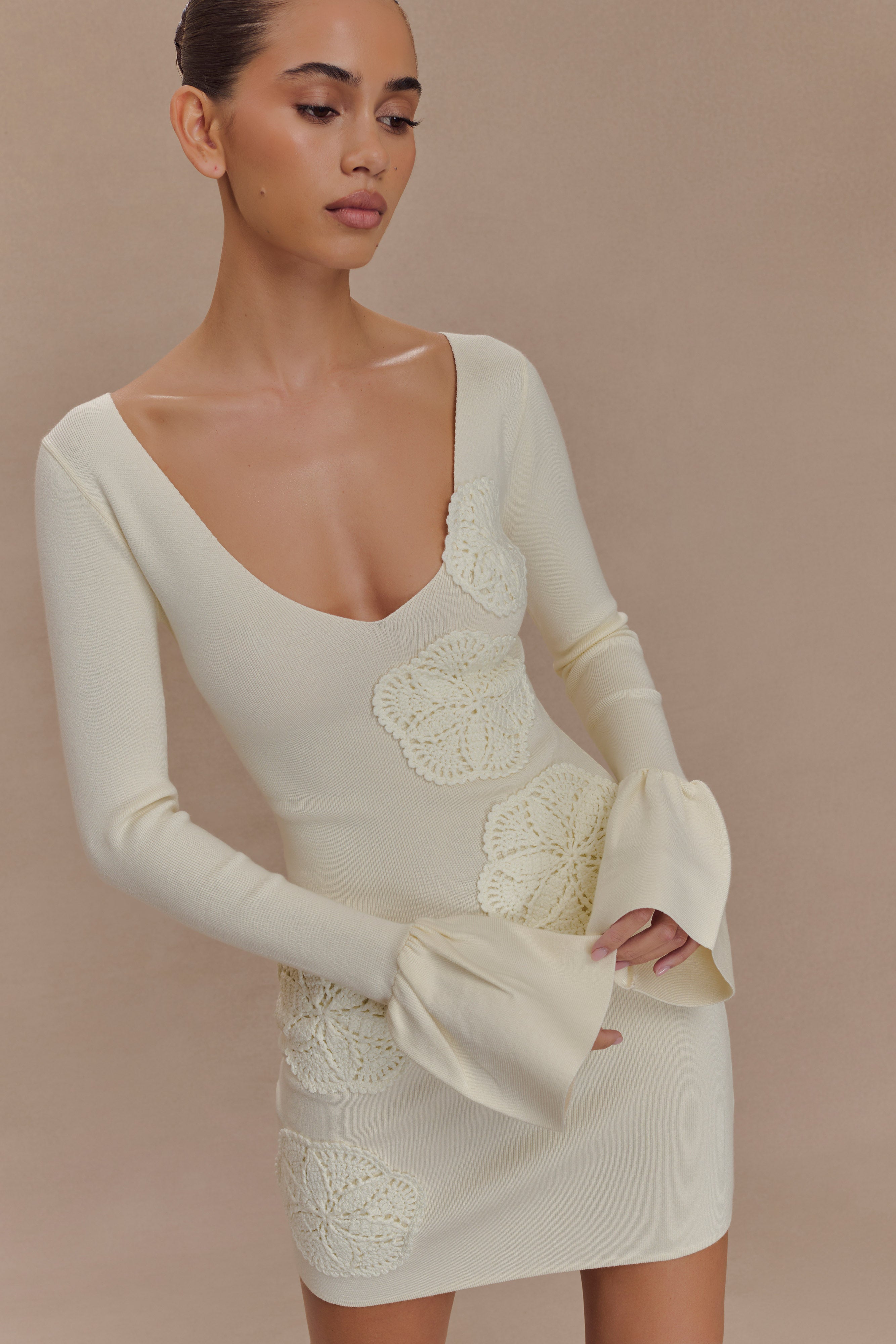 Amari Knit Crochet Knit Mini Dress in Ivory – Chic&Drifts