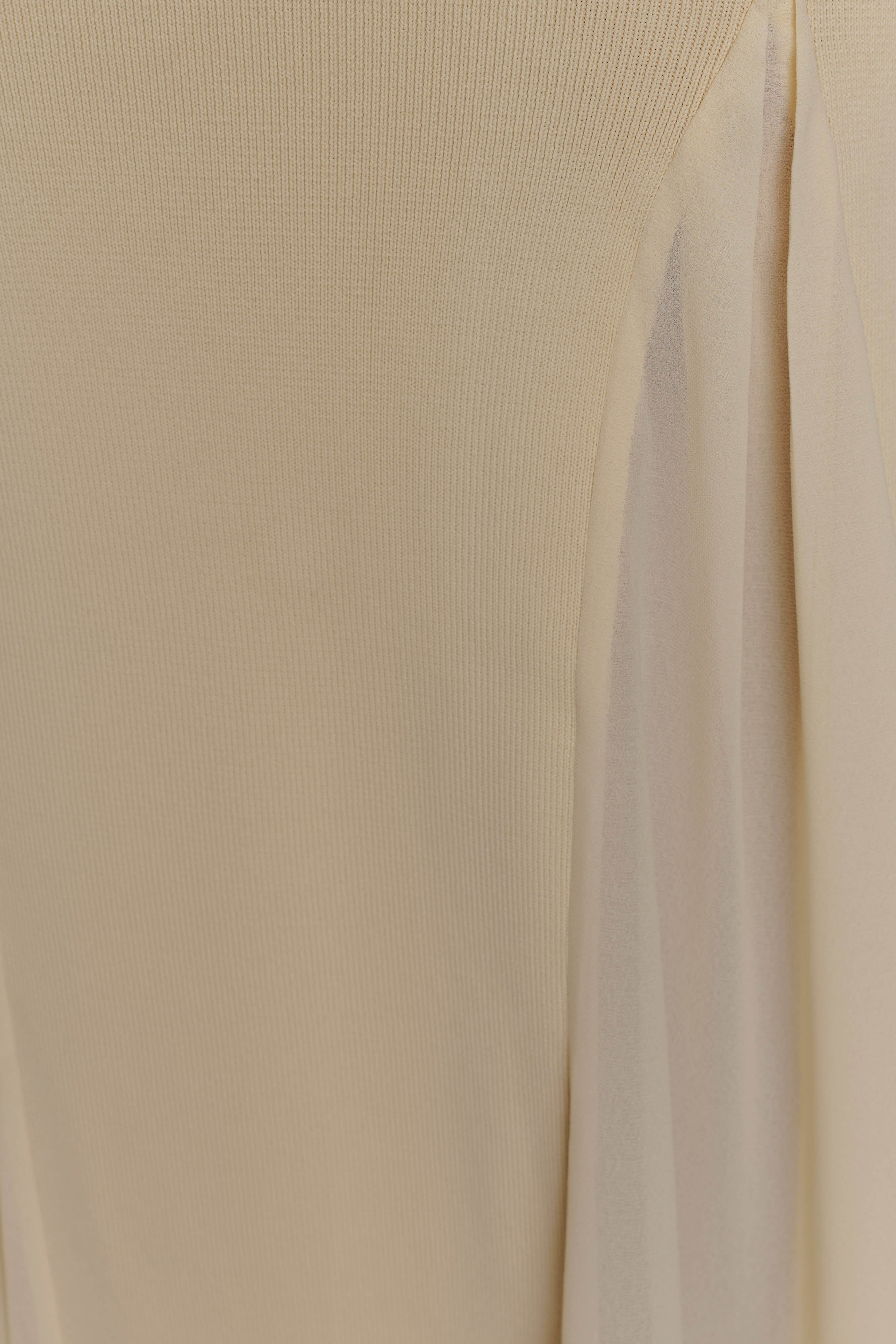 Soleil Knit And Mesh Halter Maxi Dress in Cream – Chic&Drifts