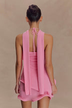 Caprice Halter Knit Mini Dress in Bubblegum Pink – Chic&Drifts