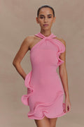Caprice Halter Knit Mini Dress in Bubblegum Pink – Chic&Drifts
