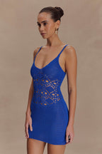 Everette Crochet Knit Mini Dress in Cobalt – Chic&Drifts