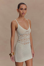 Everette Crochet Knit Mini Dress in Ivory – Chic&Drifts