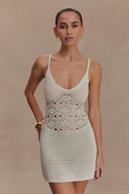 Everette Crochet Knit Mini Dress in Ivory – Chic&Drifts