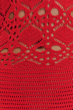 Solstice Off Shoulder Crochet Knit Maxi Dress in Blood Orange – Chic&Drifts