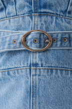 Tommy Strapless Denim Top With Buckle in Classic Blue – Chic&Drifts