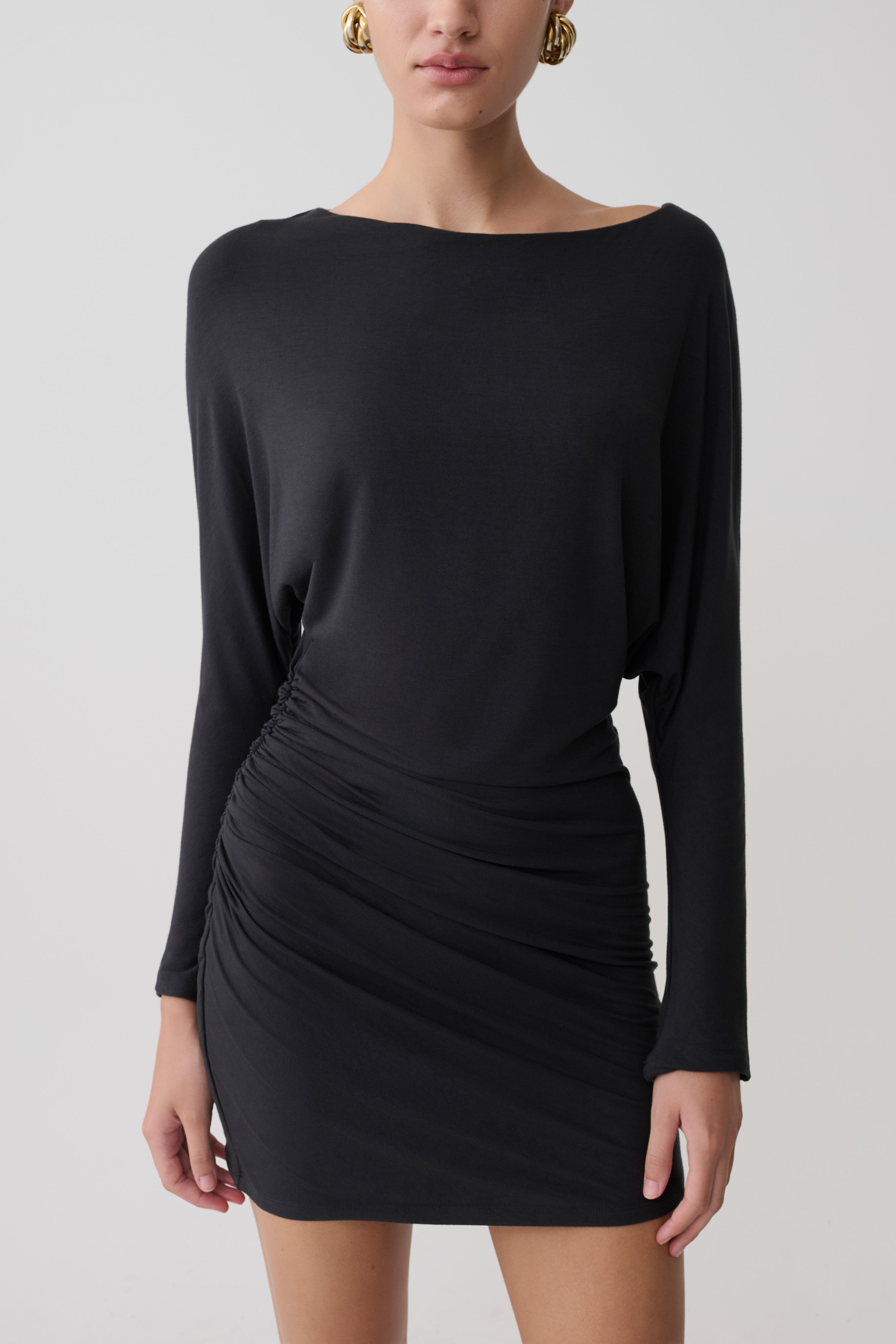 Thao Long Sleeve Gathered Mini Dress