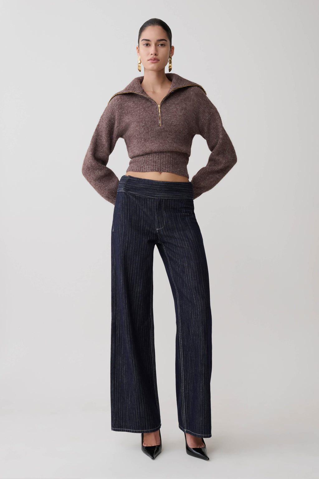 Skylaine Zip Knit Jumper in Brown Marle – Chic&Drifts