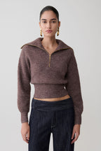 Skylaine Zip Knit Jumper in Brown Marle – Chic&Drifts