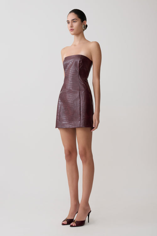 Anouk Faux Leather Strapless Mini Dress