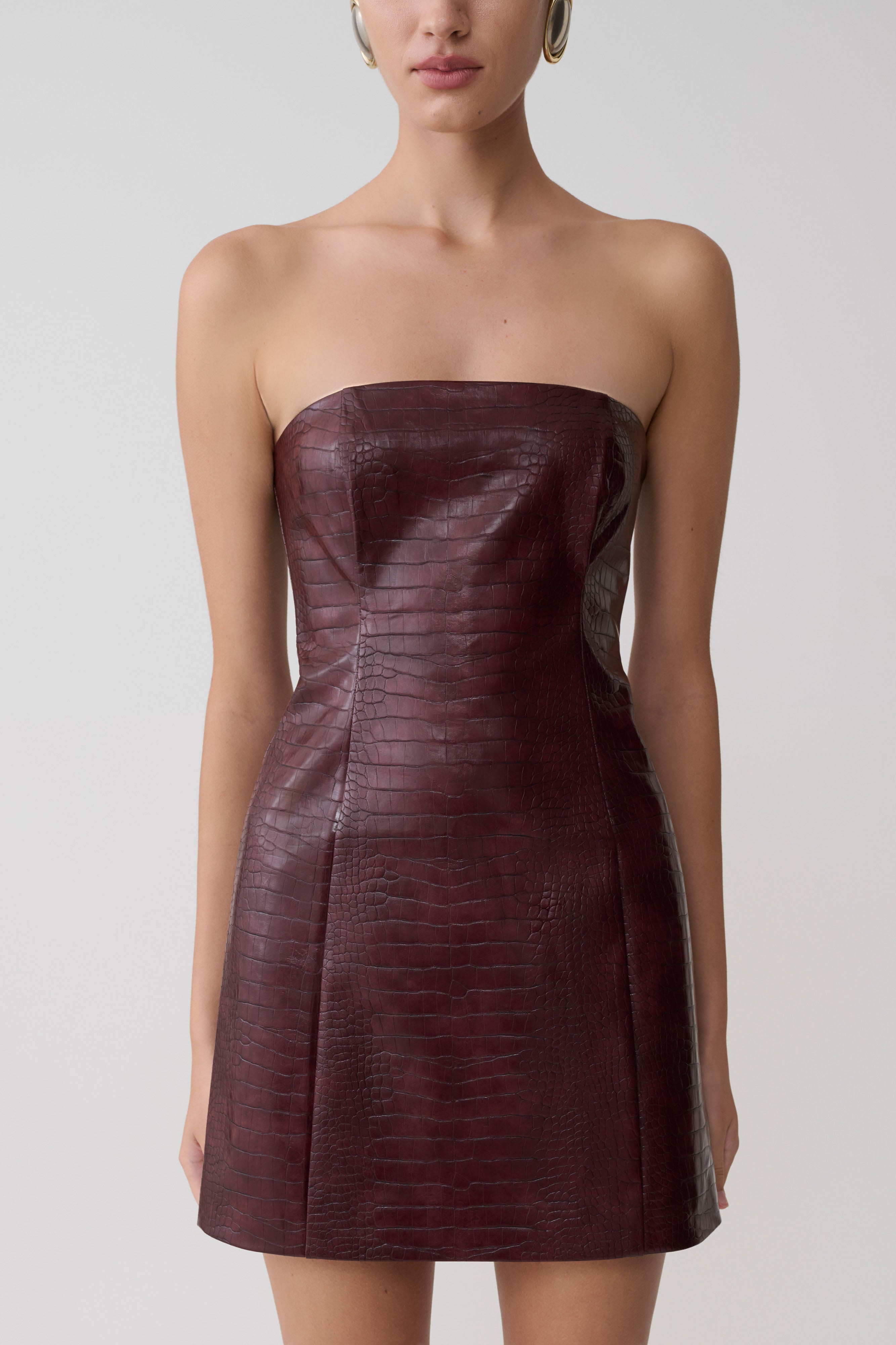 Anouk Faux Leather Strapless Mini Dress