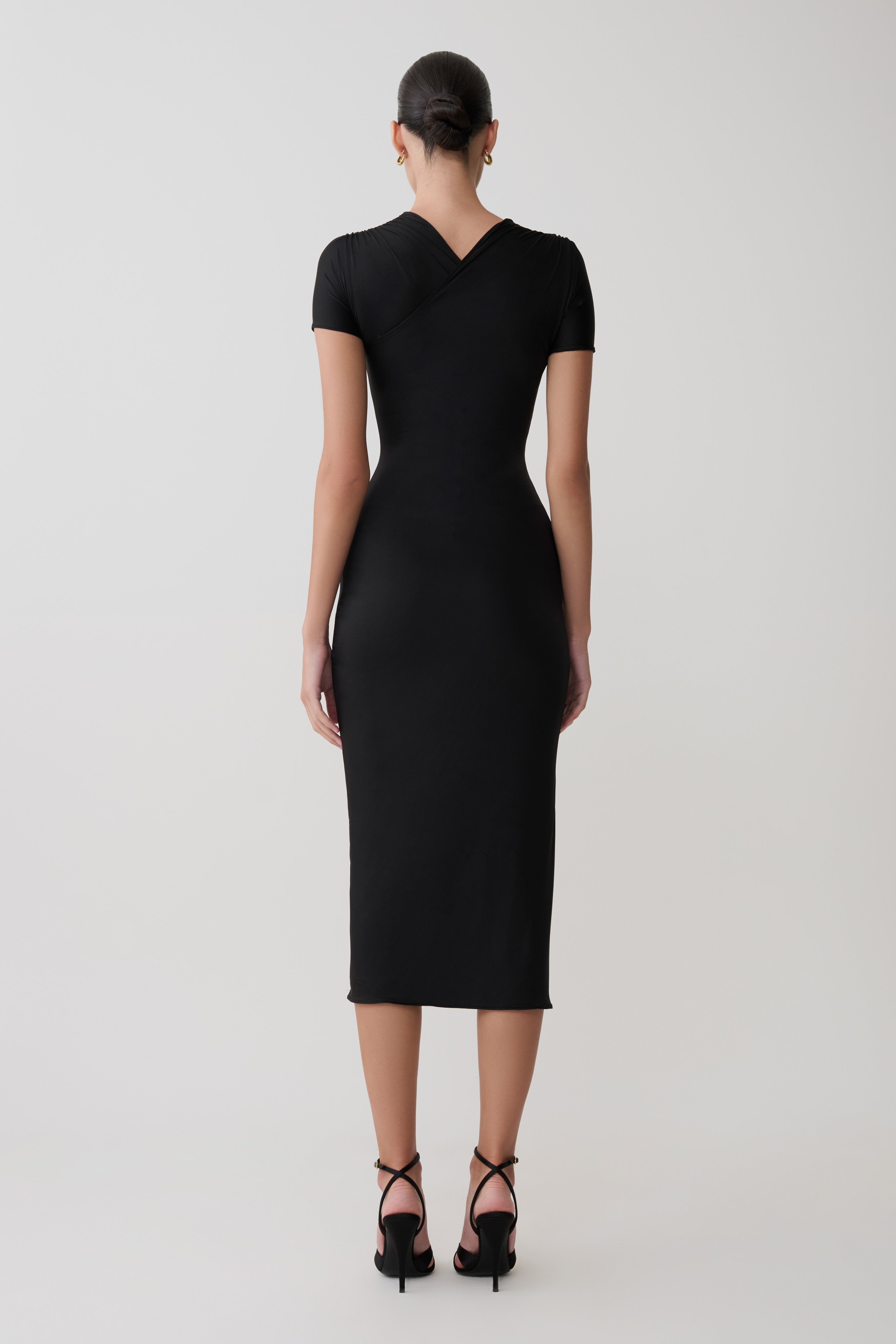 Junie Cross-Over Neck Slinky Maxi Dress