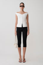 Billie Off Shoulder Sleeveless Button Top in White – Chic&Drifts