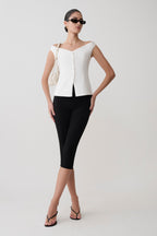 Billie Off Shoulder Sleeveless Button Top in White – Chic&Drifts