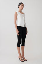 Billie Off Shoulder Sleeveless Button Top in White – Chic&Drifts