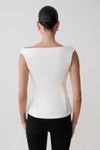 Billie Off Shoulder Sleeveless Button Top in White – Chic&Drifts