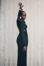 Vienna Slinky Cut Out Maxi Dress in Black – Chic&Drifts