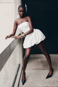 Clementina Strapless Bubble Mini Dress in White – Chic&Drifts