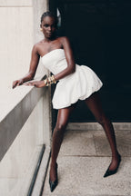Clementina Strapless Bubble Mini Dress in White – Chic&Drifts