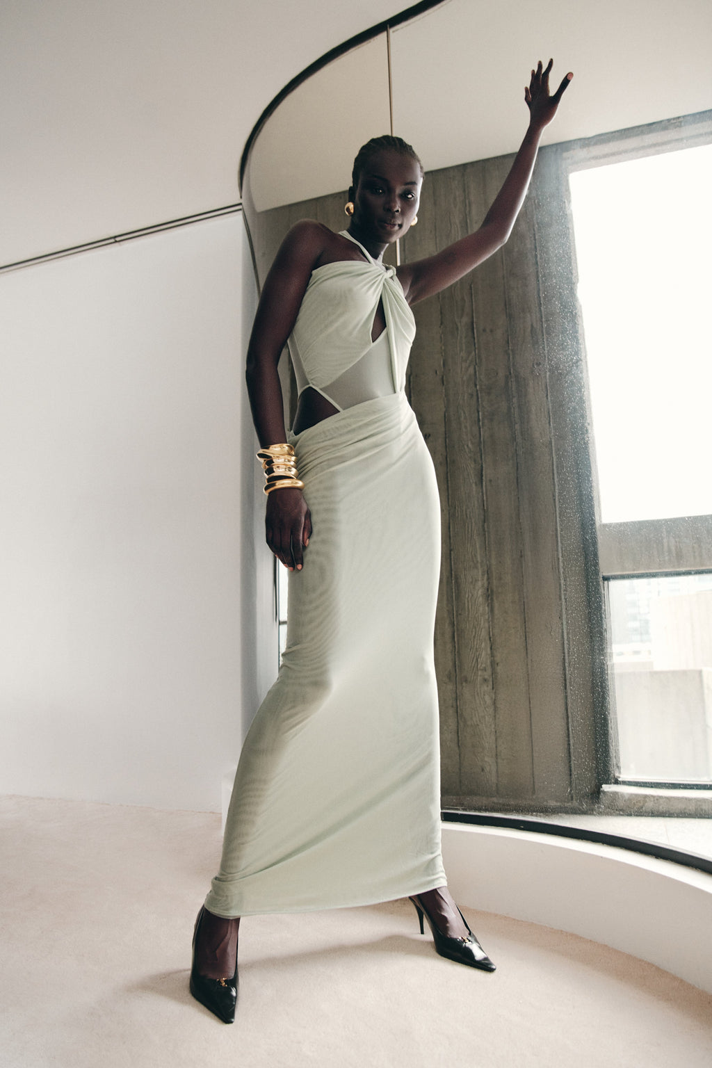 Edwina Knotted Mesh Maxi Dress