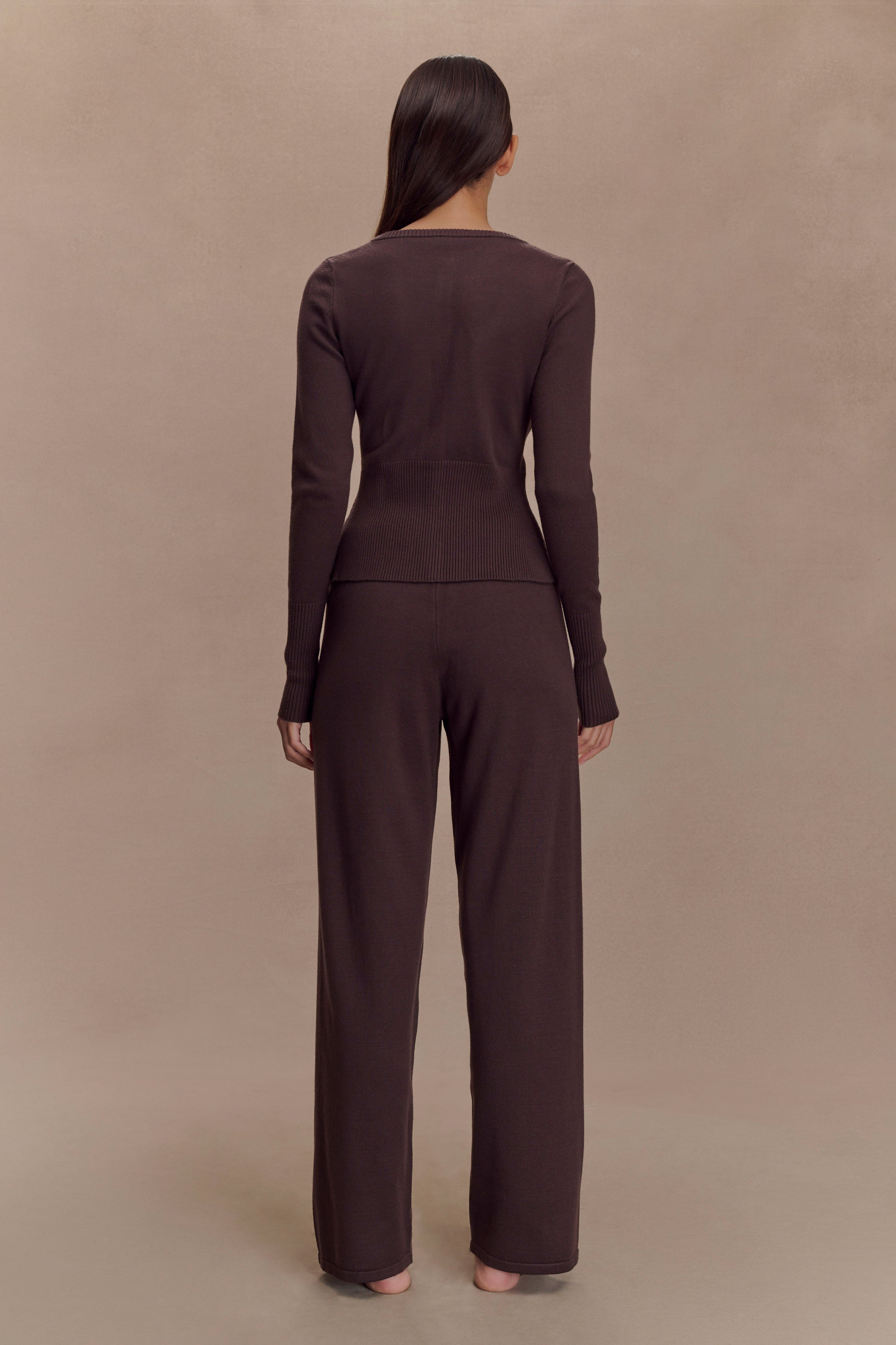 Reese Fitted Knit Cardigan in Dark Chocolate – Chic&Drifts
