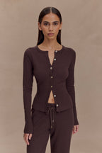 Reese Fitted Knit Cardigan in Dark Chocolate – Chic&Drifts