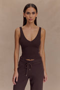 Natalya Ribbed Knit Cami Top in Dark Chocolate – Chic&Drifts