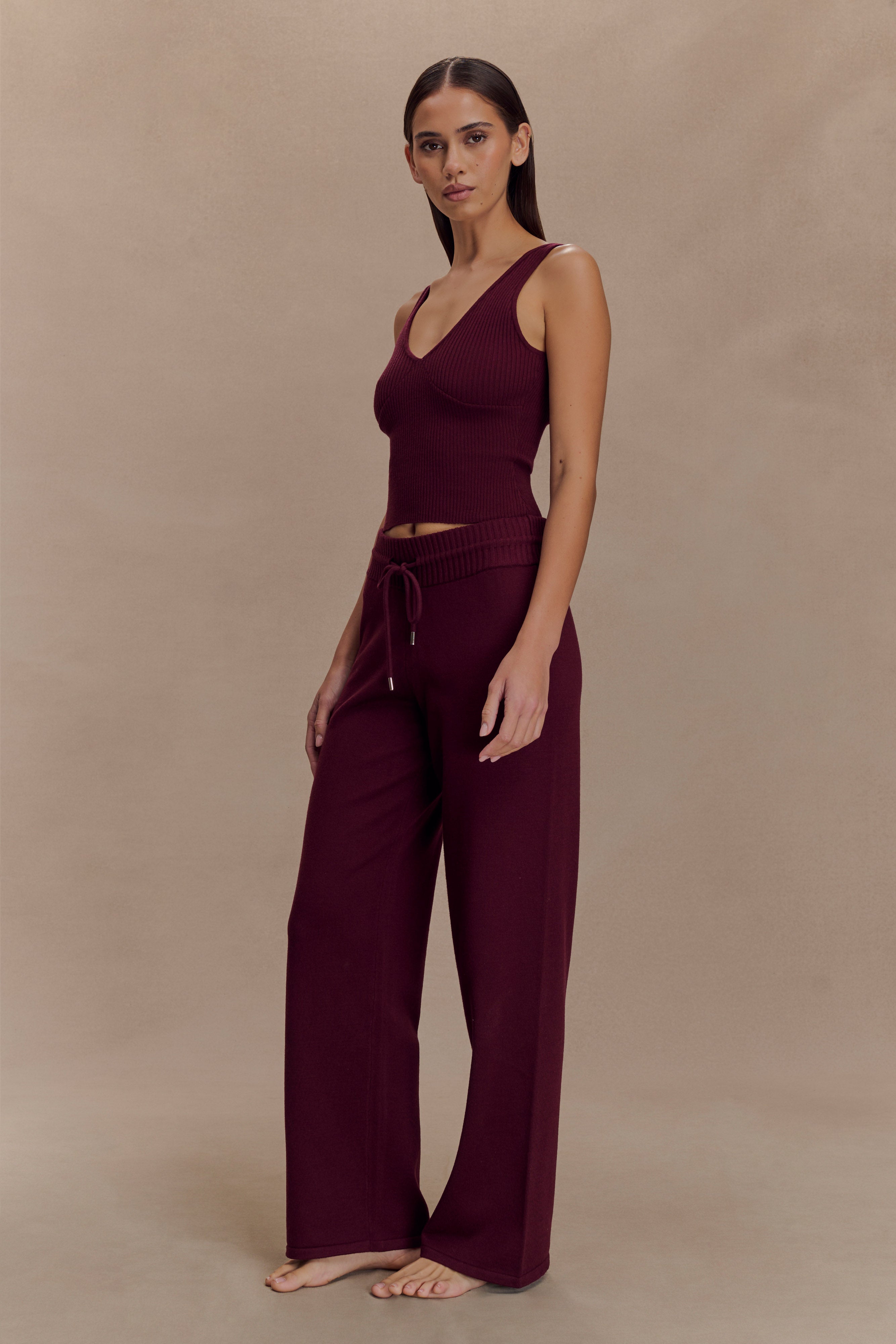 Natalya Knit Wide Leg Pants in Merlot – Chic&Drifts