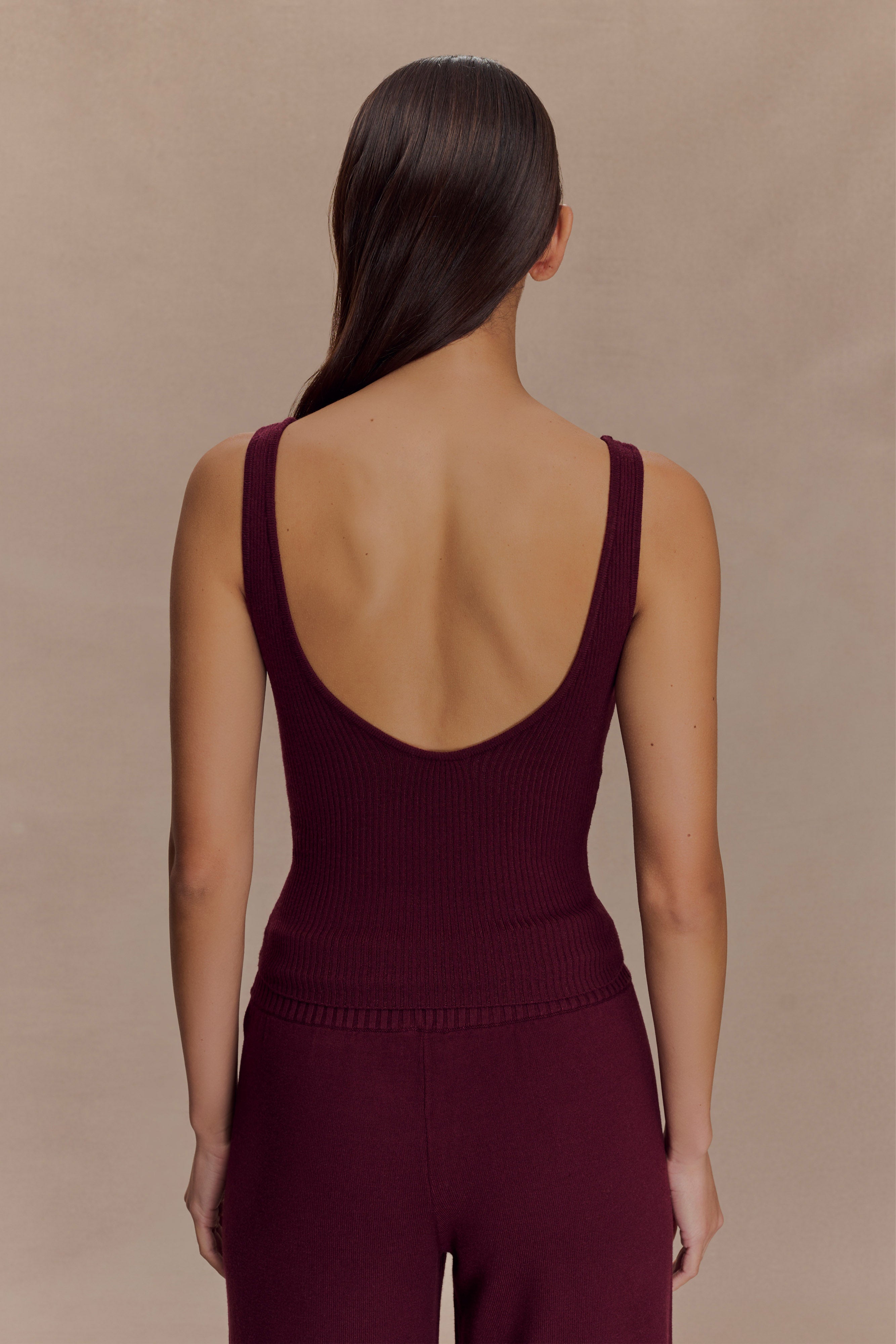 Natalya Ribbed Knit Cami Top in Merlot – Chic&Drifts