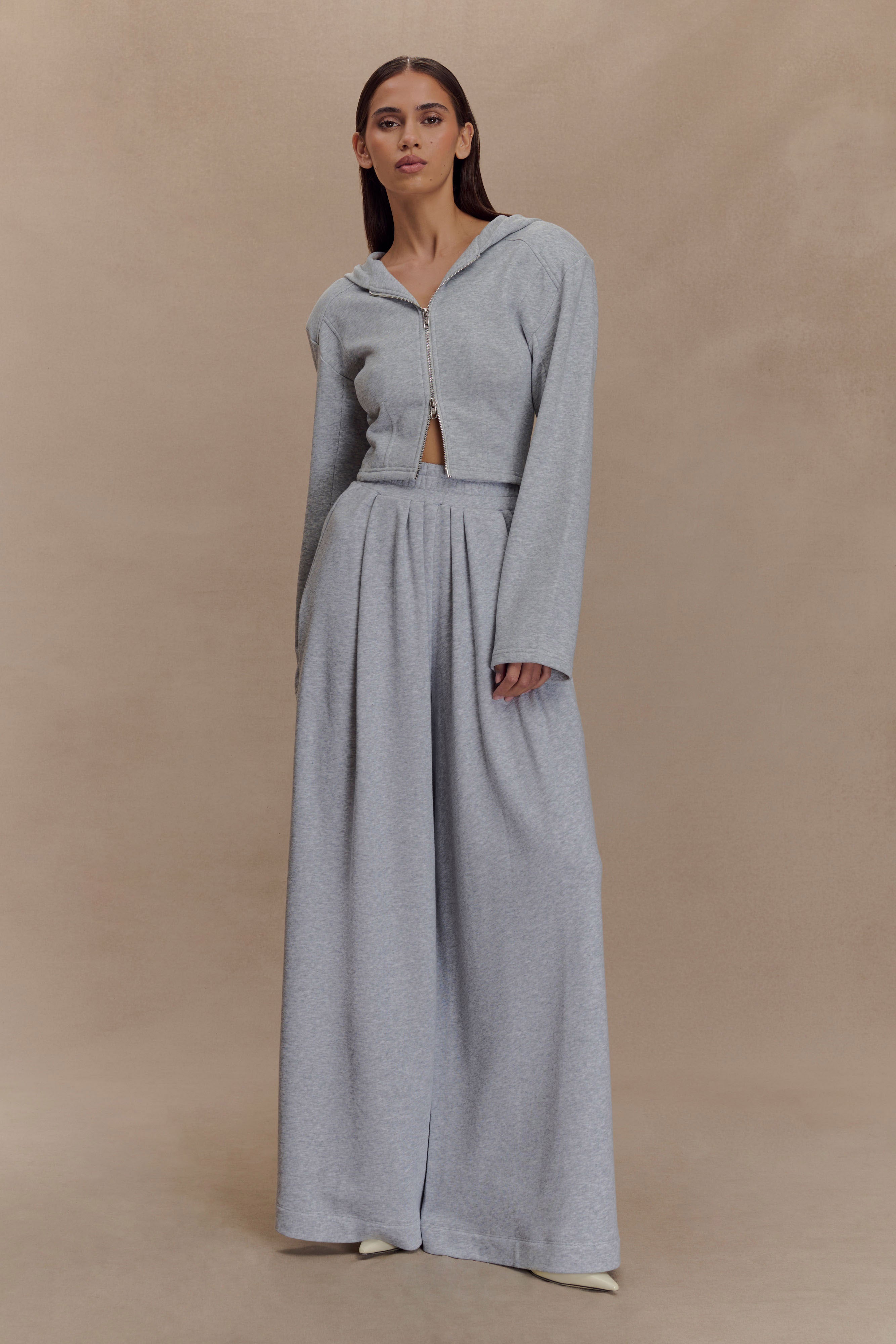 Aspen Gathered Wide Leg Jogger in Light Grey Marle – Chic&Drifts