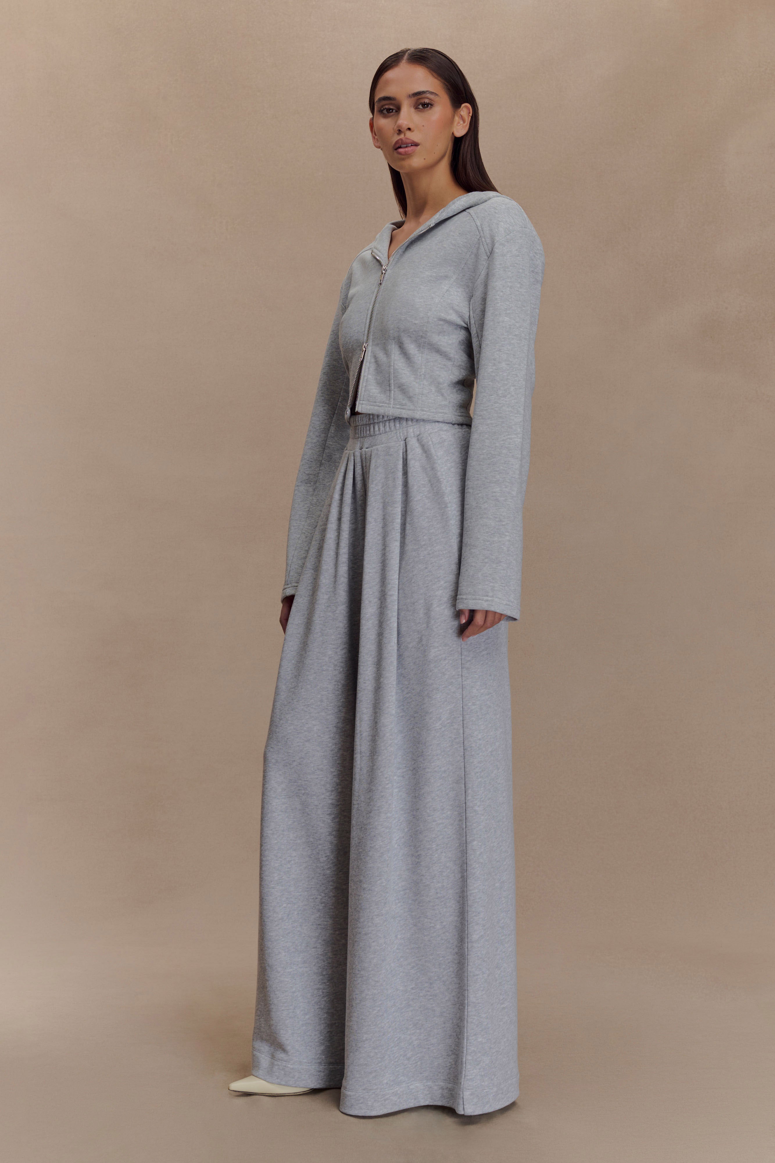 Aspen Gathered Wide Leg Jogger in Light Grey Marle – Chic&Drifts