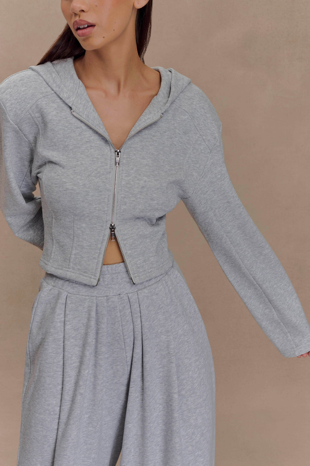 Quinn Zip Up Hoodie in Light Grey Marle – Chic&Drifts