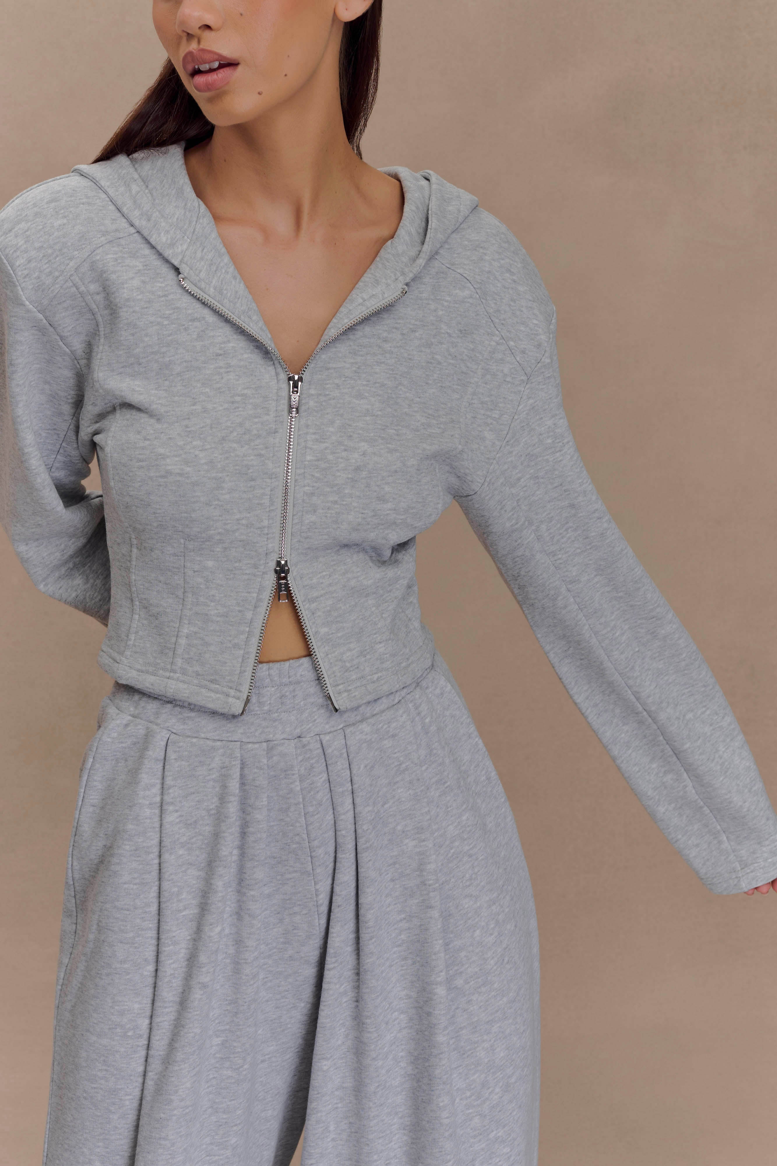 Quinn Zip Up Hoodie in Light Grey Marle – Chic&Drifts