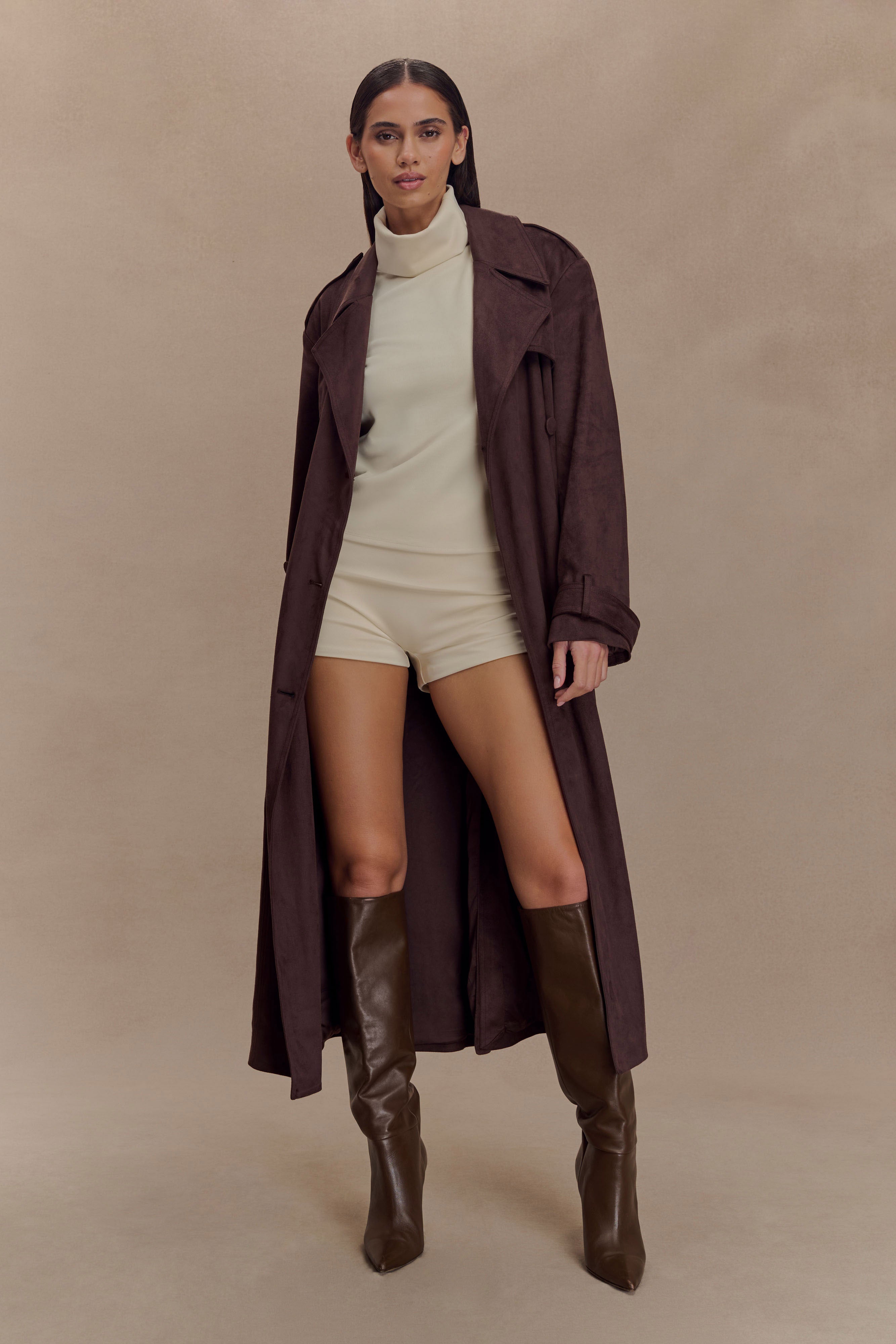 Marc Faux Suede Coat in Cocoa Chocolate – Chic&Drifts