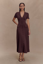 Pearson Short Sleeve Knit Midi Dress in Chocolate – Chic&Drifts