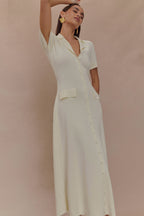 Pearson Short Sleeve Knit Midi Dress in Ivory – Chic&Drifts
