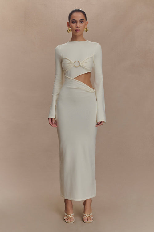 Azariah Long Sleeve Knit Midi Dress in Ivory – Chic&Drifts
