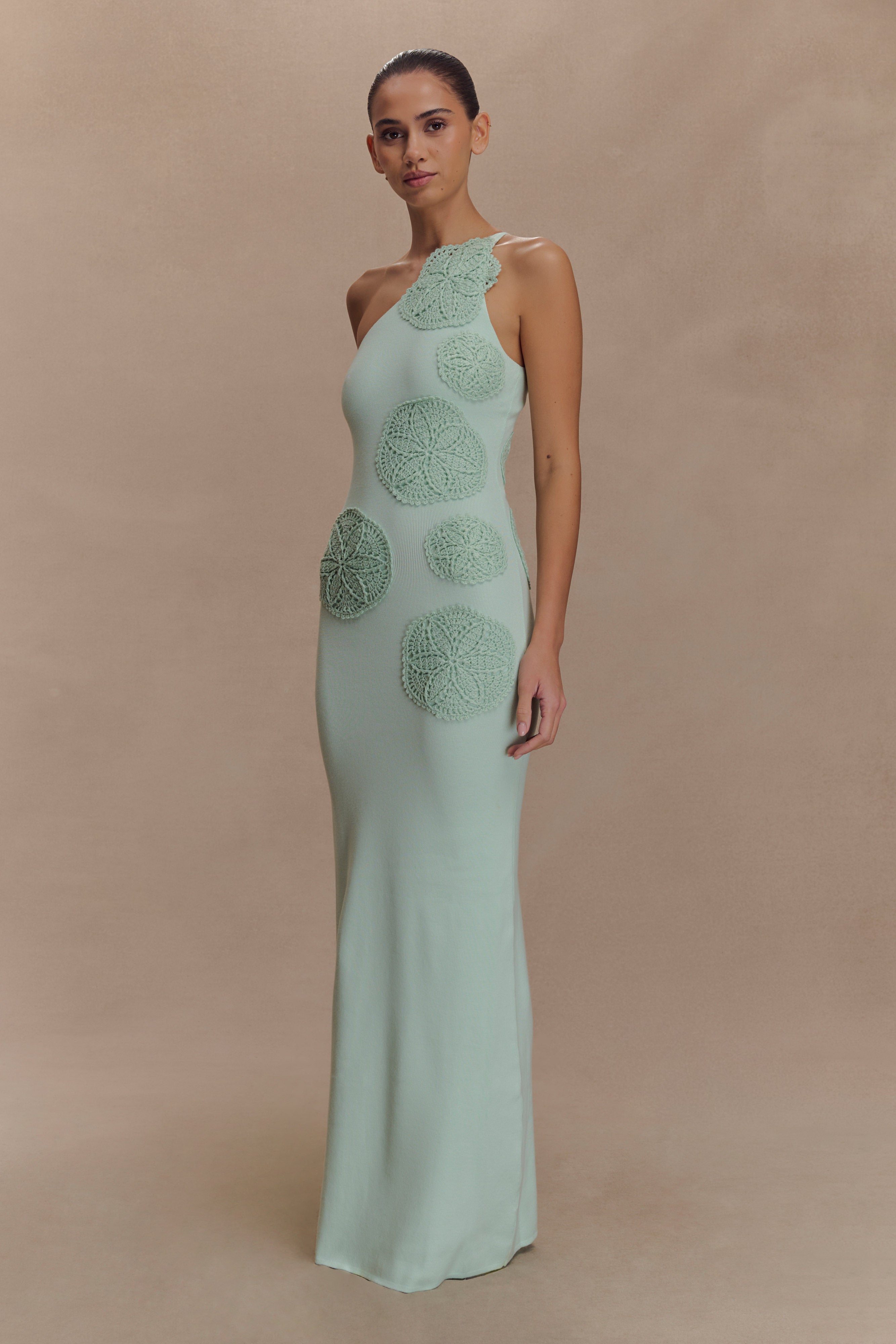 Teneika Crochet Knit Maxi Dress in Light Aqua – Chic&Drifts