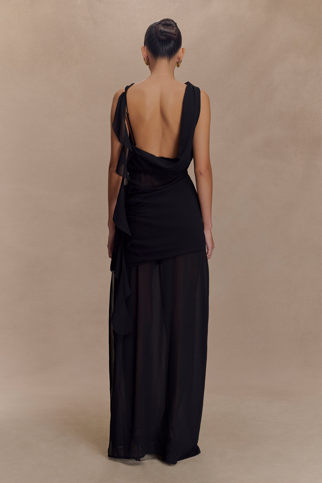 Daria Draped Chiffon Maxi Dress in Black – Chic&Drifts